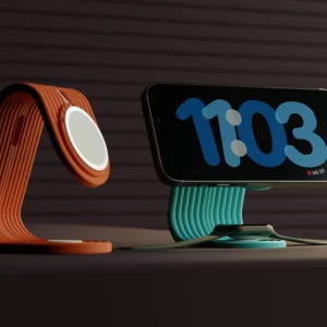 Supporto di ricarica per iPhone e Apple Watch.